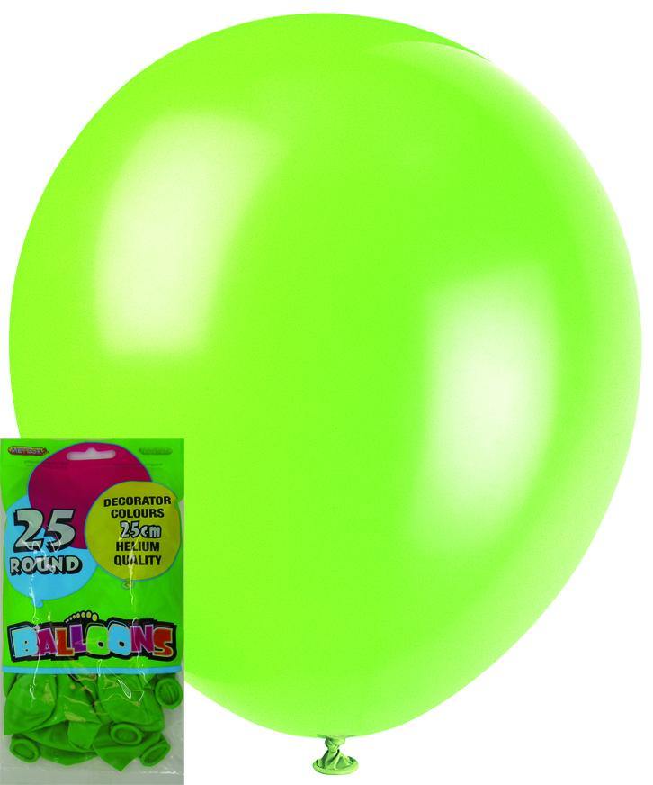 25 Pack Lime Green Latex Balloons - 25cm - The Base Warehouse