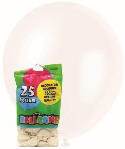25 Pack Pearl White Latex Balloons - 25cm - The Base Warehouse