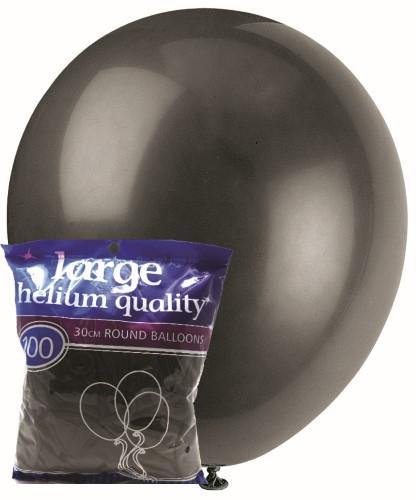 100 Pack Black Balloons - 30cm - The Base Warehouse