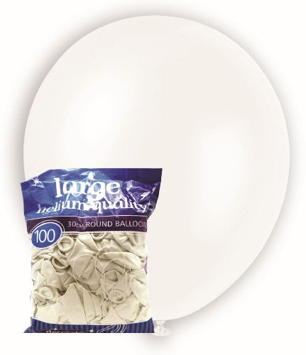 100 Pack White Balloons - 30cm - The Base Warehouse