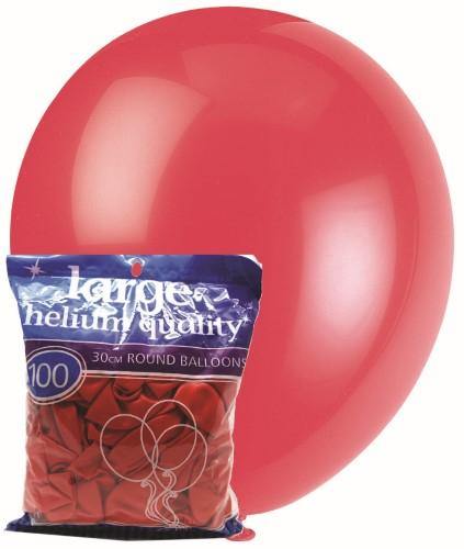 100 Pack Strawberry Red Latex Balloons - 30cm - The Base Warehouse