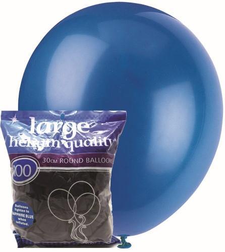 100 Pack Sapphire Blue Latex Balloons - 30cm - The Base Warehouse