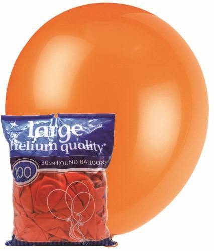 100 Pack Orange Latex Balloons - 30cm - The Base Warehouse