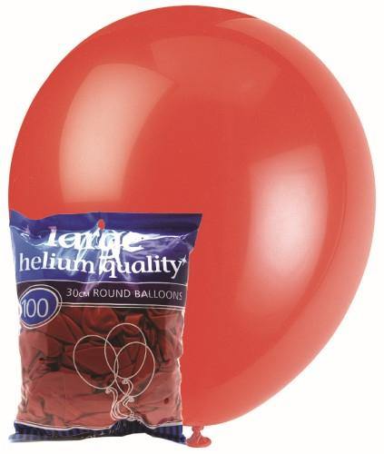 100 Pack Bright Red Latex Balloons - 30cm - The Base Warehouse
