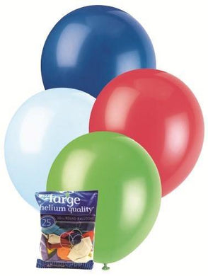 25 Pack Assorted Colours Latex Round Balloons - 30cm - The Base Warehouse