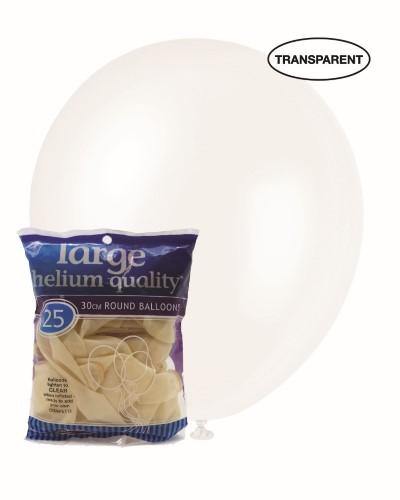 25 Pack Clear Latex Balloons - 30cm - The Base Warehouse