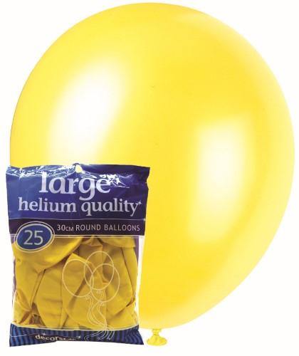 25 Pack Yellow Colour Latex Balloons - 30cm - The Base Warehouse
