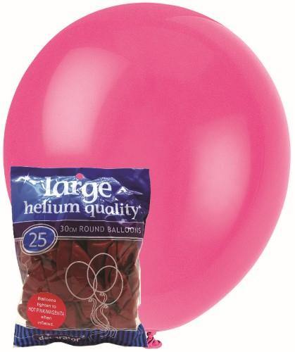 25 Pack Hot Pink Latex Balloons - 30cm