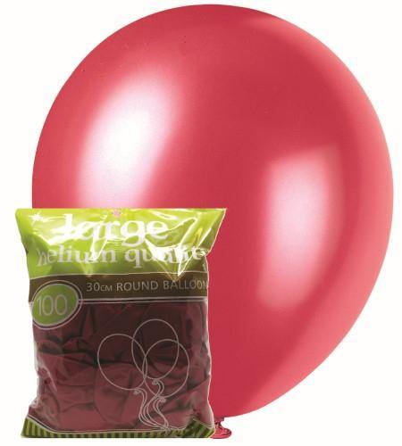 100 Pack Pink Metallic Latex Balloons - 30cm - The Base Warehouse