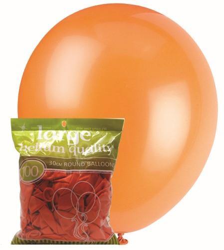 100 Pack Orange Metallic Latex Balloons - 30cm - The Base Warehouse