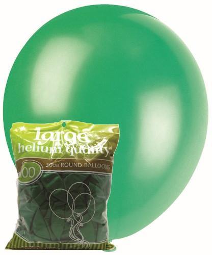 100 Pack Green Metallic Latex Balloons - 30cm - The Base Warehouse