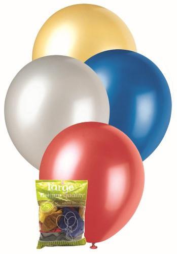 25 Pack Assorted Colours Metallic Latex Balloons - 30cm - The Base Warehouse