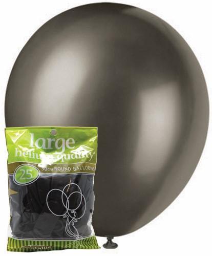 25 Pack Black Metallic Balloons - 30cm - The Base Warehouse