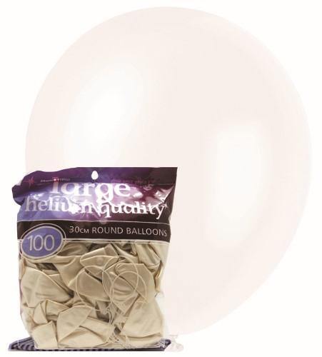 100 Pack Pearl White Balloons - 30cm - The Base Warehouse