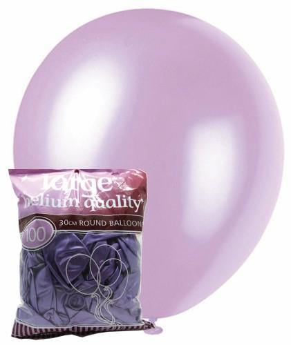 100 Pack Pearl Lavender Latex Balloons - 30cm - The Base Warehouse