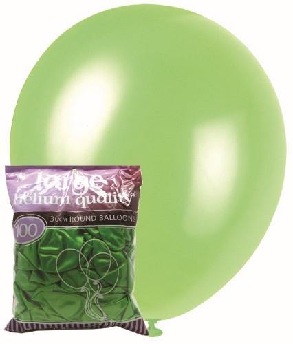 100 Pack Pearl Lime Green Latex Balloons - 30cm - The Base Warehouse