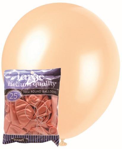 25 Pack Pearl Apricot Latex Balloons - 30cm - The Base Warehouse