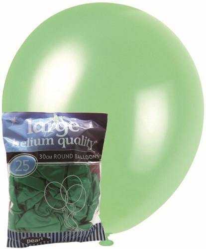 25 Pack Pearl Green Latex Balloons - 30cm - The Base Warehouse