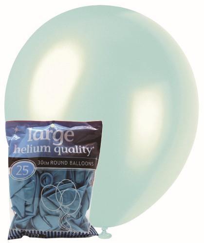 25 Pack Pearl Blue Latex Balloons - 30cm
