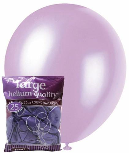 25 Pack Pearl Lavender Latex Balloons - 30cm - The Base Warehouse