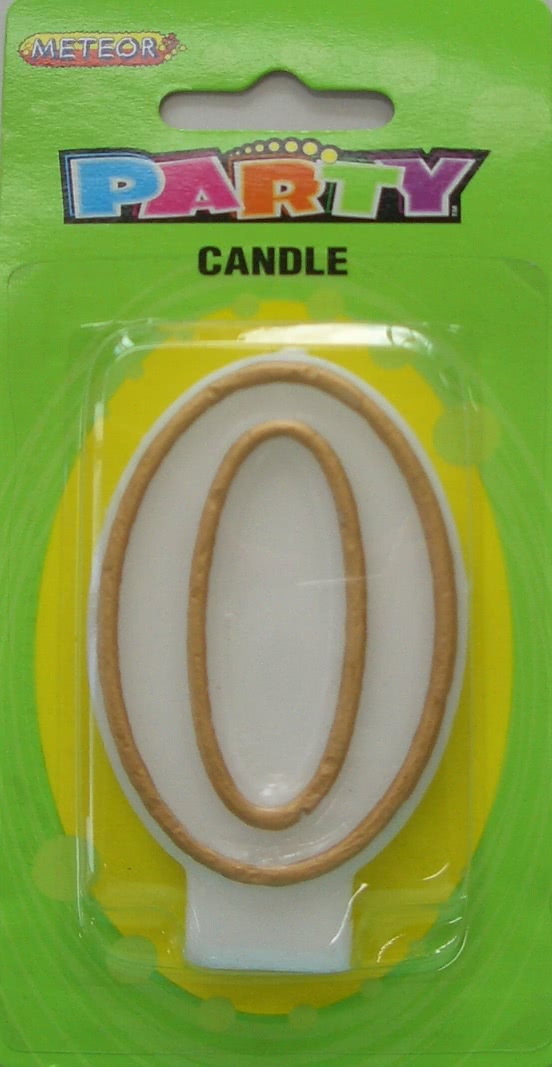 Gold Numeral 0 Candle