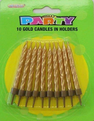 10 Pack Gold Candles in Holders - The Base Warehouse