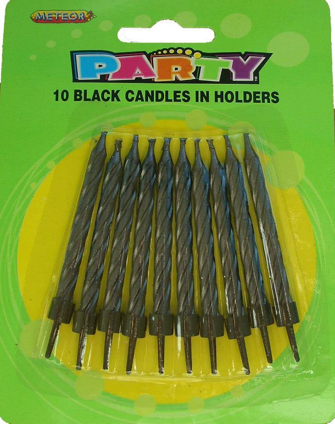 10 Pack Metallic Black Candles in Holders - The Base Warehouse
