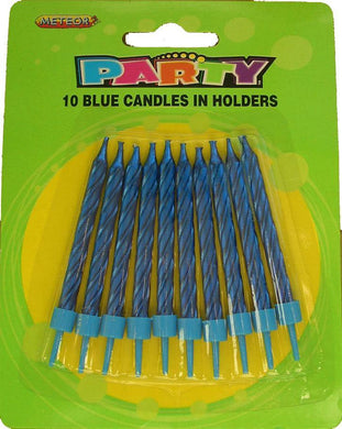 10 Pack Metallic Blue Candles in Holders - The Base Warehouse
