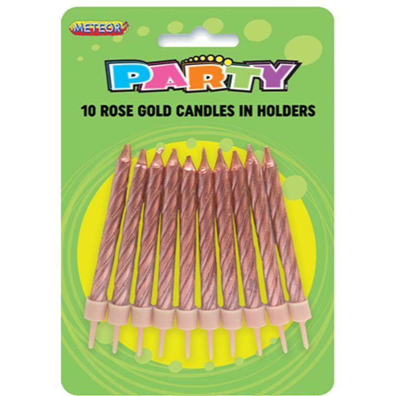 10 Pack Rose Gold Candles - The Base Warehouse