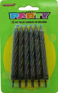 12 Pack Metallic Black Candles in Holders - The Base Warehouse