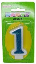 Blue Numeral 1 Candle