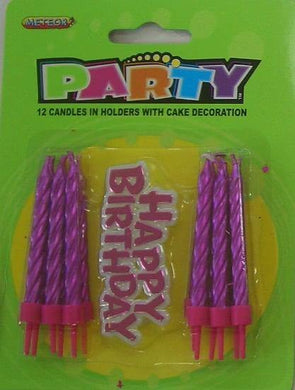 12 Pack Pink Candles in Holders with Cake Decoration - The Base Warehouse