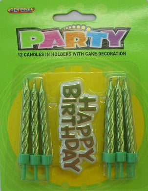 12 Pack Lime Candles in Holders with Cake Decoration - The Base Warehouse