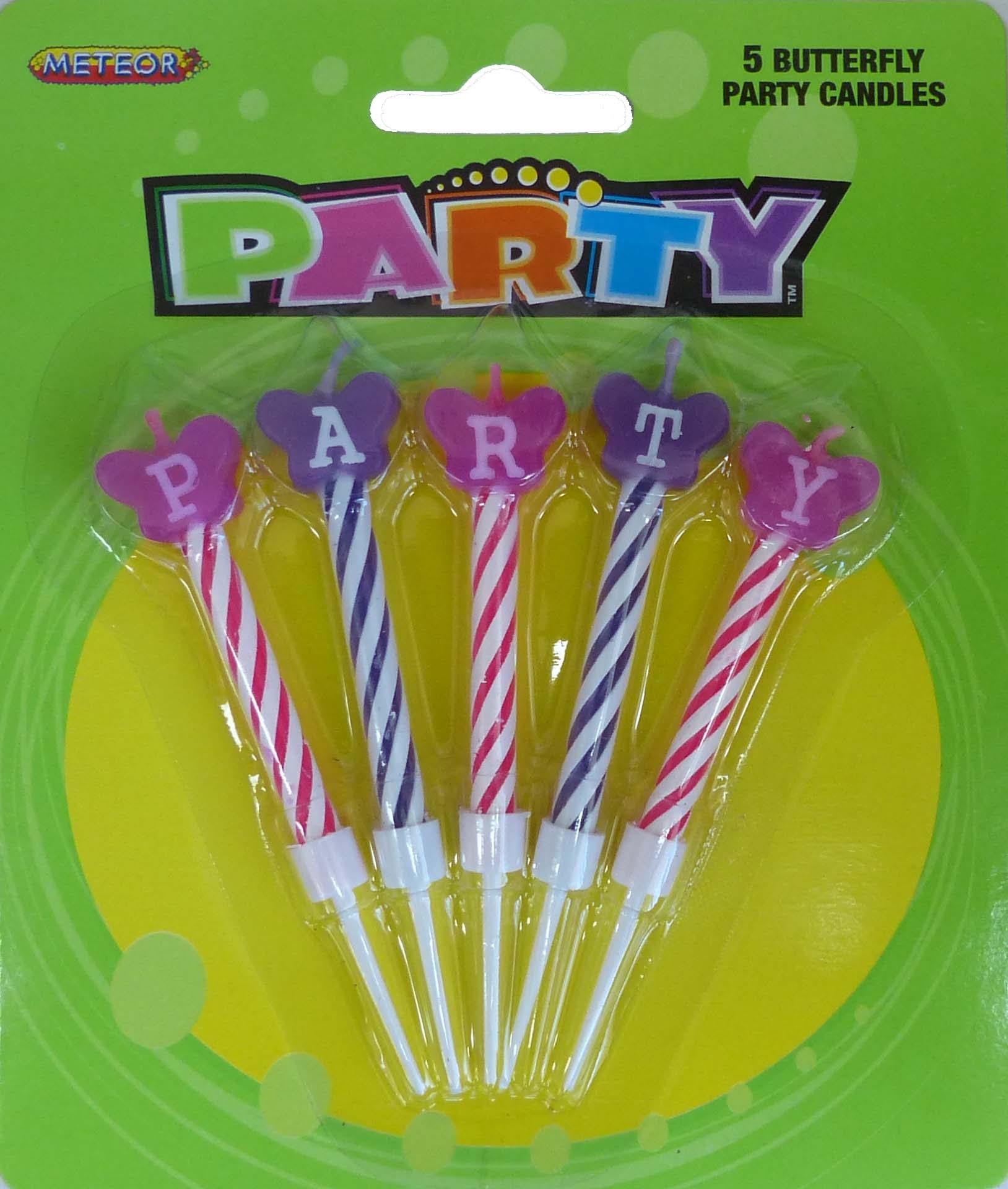 5 Pack Party Candles in Holders - The Base Warehouse