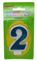 Blue Numeral 2 Candle