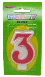 Pink Numeral 3 Candle
