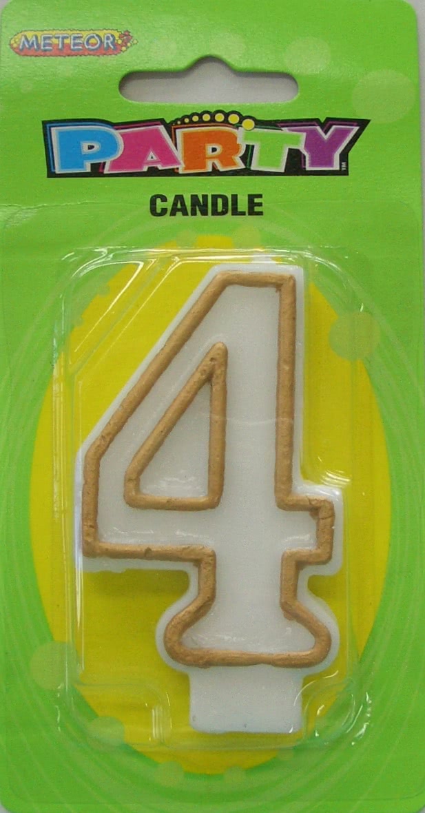 Gold Numeral 4 Candle