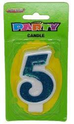 Blue Numeral 5 Candle - The Base Warehouse