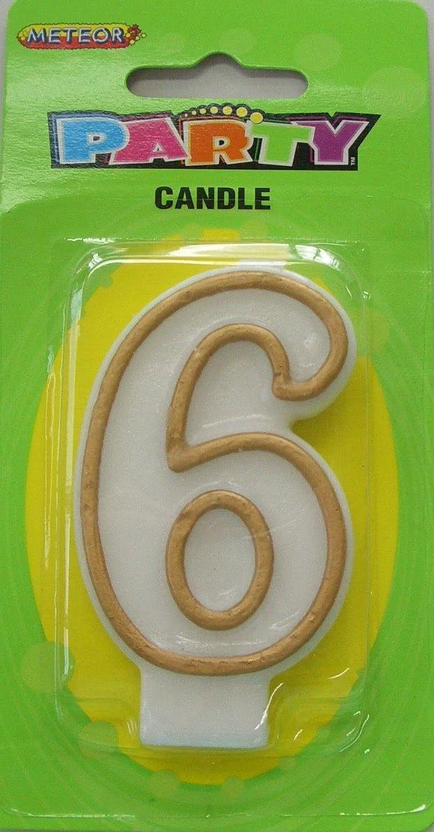 Gold Numeral 6 Candle - The Base Warehouse