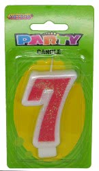 Pink Numeral 7 Candle