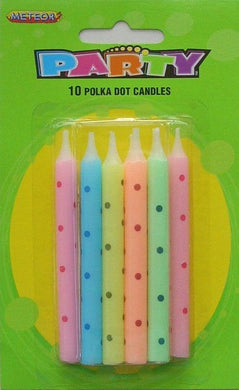 10 Pack Assorted Colours Large Polka Dot Candles - The Base Warehouse