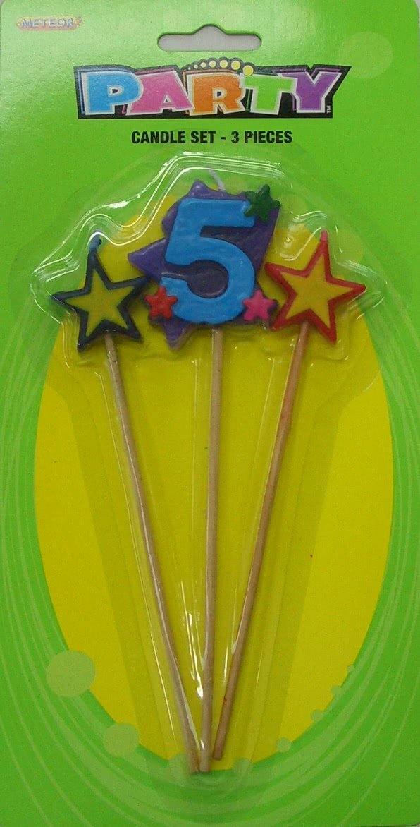 3 Piece Numeral 5 Candle Set - The Base Warehouse
