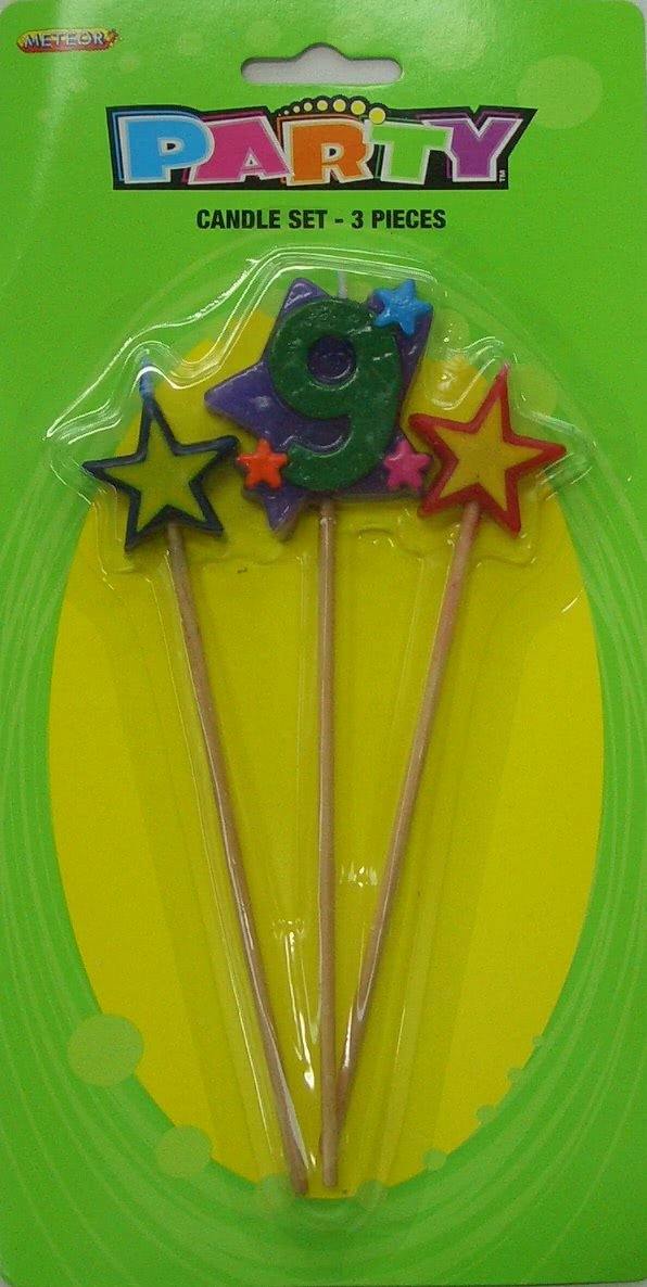 3 Piece Numeral 9 Candle Set