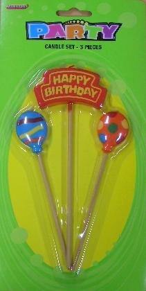 3 Piece Happy Birthday Candle Set - The Base Warehouse