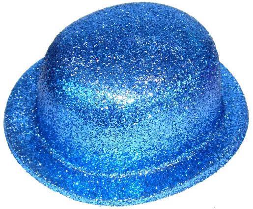 Blue Glitter Bowler Hat - The Base Warehouse