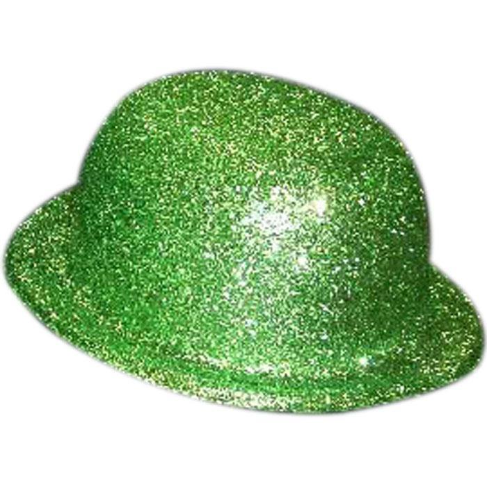 Lime Green Glitter Bowler Hat - The Base Warehouse