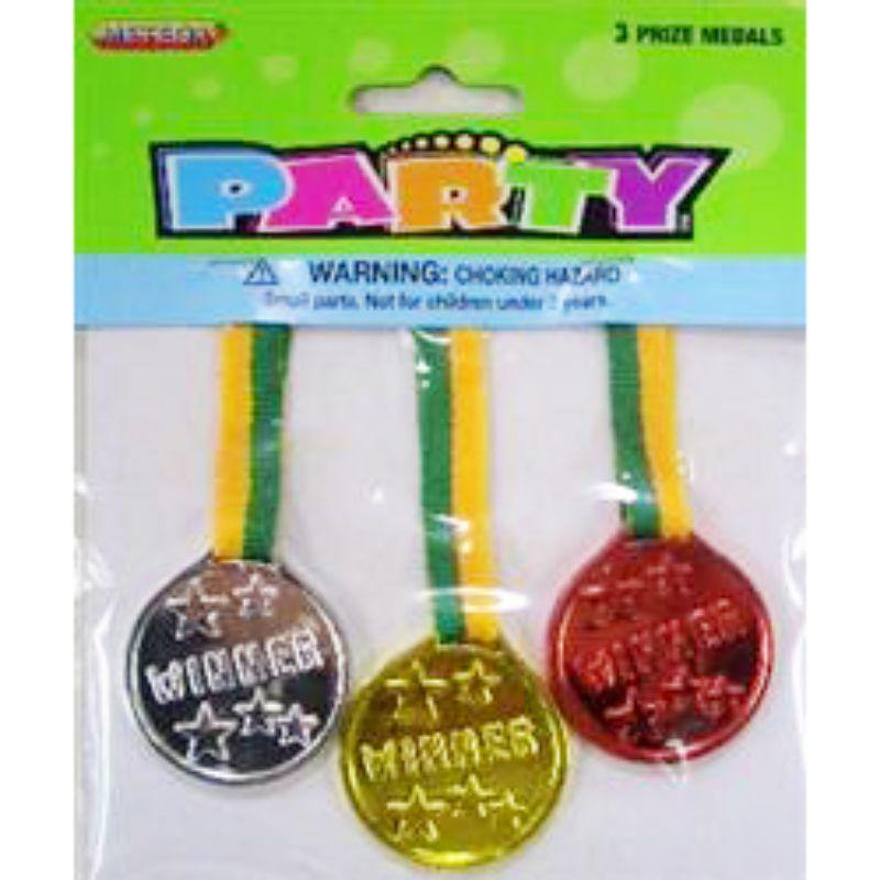 3 Pack Gold/Silver/Bronze Winner Medal with Green/Yellow Ribbon