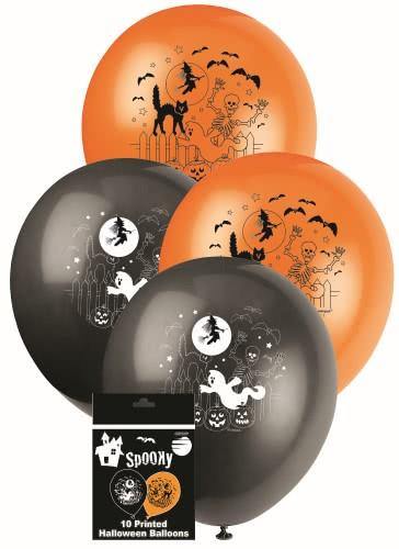 10 Pack Halloween Latex Balloons - 25cm - The Base Warehouse
