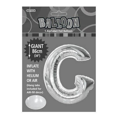 Silver Letter G Foil Balloon - 86cm - The Base Warehouse