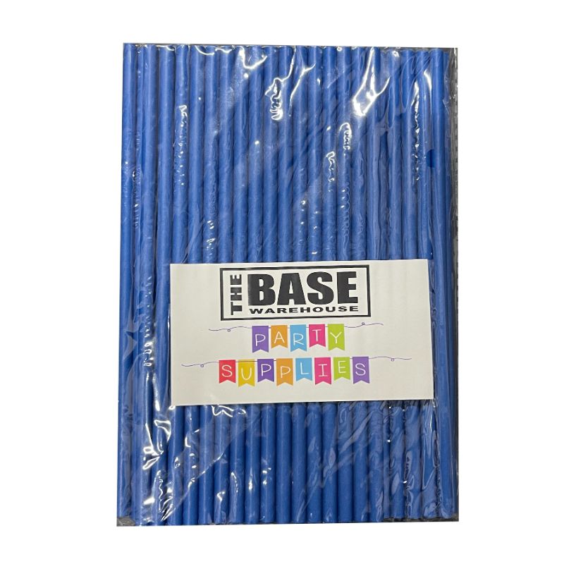 80 Pack Navy Blue Paper Straws - 0.6cm x 19.7cm